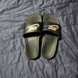 Nike Black and Rose Gold Slides